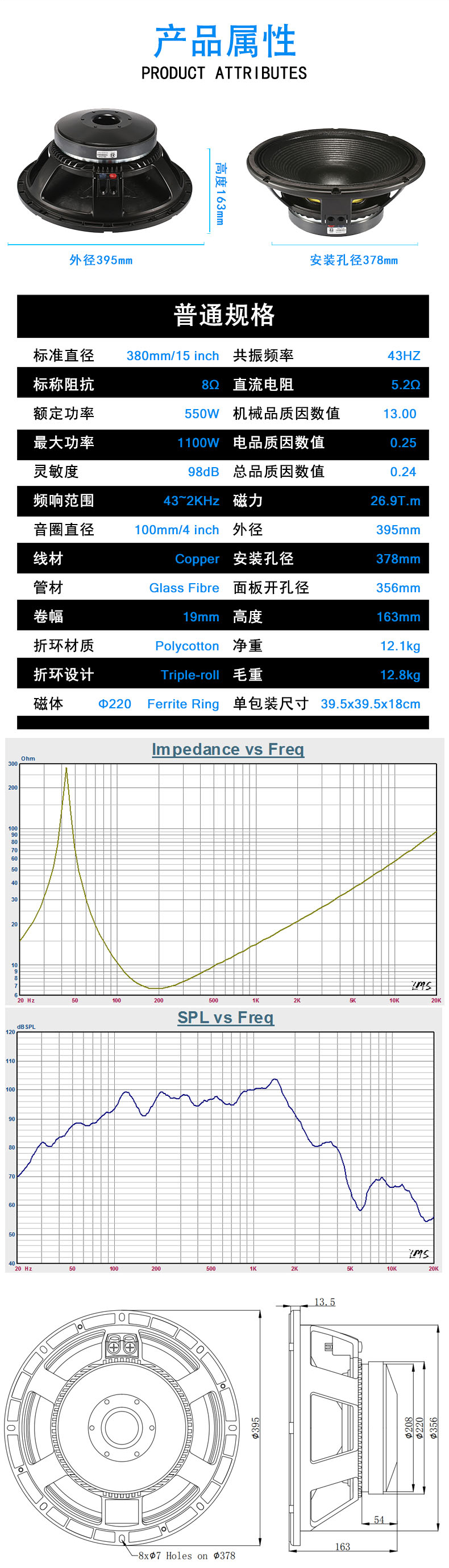 15寸低音喇叭