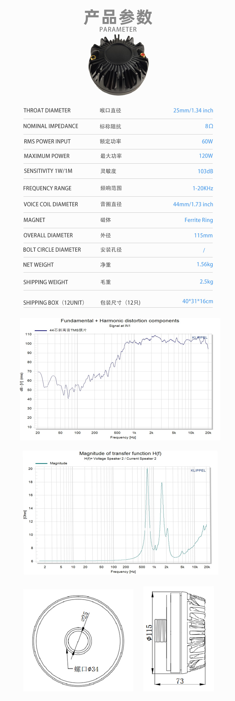 44芯高音喇叭單元